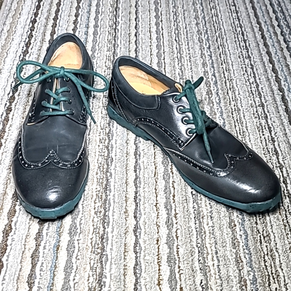John Fluevog Future Round Toe Orbit Brogue Wingtip Derby Shoes Sz 10